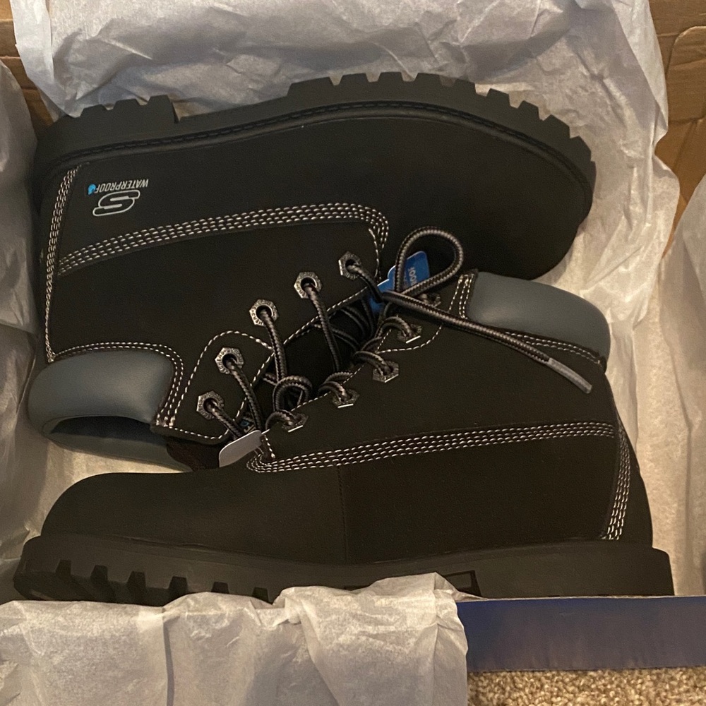 Skechers Black and Gray Lace-Up Work Boots